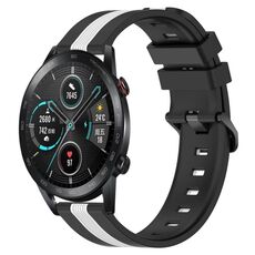 Per Honor Magic Watch2 42mm 20mm Cinturino in silicone bicolore verticale (nero + bianco)