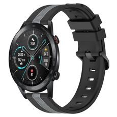 Per Honor Magic Watch2 42mm 20mm Cinturino in silicone bicolore verticale (nero + grigio)