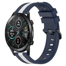 Per Honor Magic Watch2 42mm 20mm Cinturino in silicone bicolore verticale (blu + bianco)