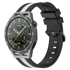 Per Huawei Watch GT 3 SE Cinturino in silicone bicolore verticale da 22 mm (nero + bianco)