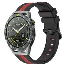 Per Huawei Watch GT 3 SE Cinturino in silicone bicolore verticale da 22 mm (nero + rosso)