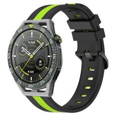 Per Huawei Watch GT 3 SE Cinturino in silicone bicolore verticale da 22 mm (nero + verde lime)