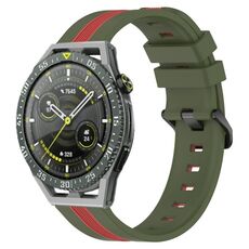Per Huawei Watch GT 3 SE Cinturino in silicone bicolore verticale da 22 mm (verde militare + rosso)