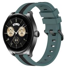 Per Huawei Watch Buds Cinturino in silicone bicolore verticale da 22 mm (verde + nero)