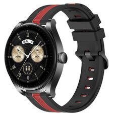 Per Huawei Watch Buds Cinturino in silicone bicolore verticale da 22 mm (nero + rosso)