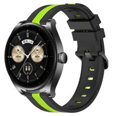 Per Huawei Watch Buds Cinturino in silicone bicolore verticale da 22 mm (nero + verde lime)
