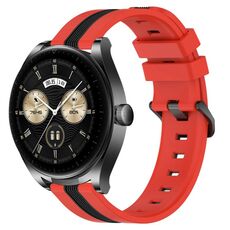 Per Huawei Watch Buds Cinturino in silicone bicolore verticale da 22 mm (rosso + nero)