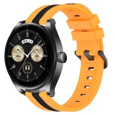 Per Huawei Watch Buds Cinturino in silicone bicolore verticale da 22 mm (giallo + nero)