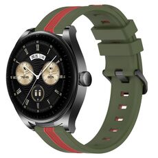 Per Huawei Watch Buds Cinturino in silicone bicolore verticale da 22 mm (verde militare + rosso)