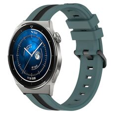 Per Huawei Watch GT3 Pro 46mm 22mm Cinturino in silicone bicolore verticale (verde + nero)