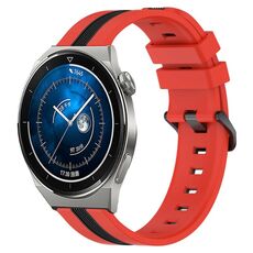 Per Huawei Watch GT3 Pro 46mm 22mm Cinturino in silicone bicolore verticale (rosso + nero)