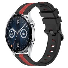 Per Huawei Watch GT3 46mm 22mm Cinturino in silicone bicolore verticale (nero + rosso)