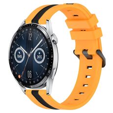 Per Huawei Watch GT3 46mm 22mm Cinturino in silicone bicolore verticale (giallo + nero)