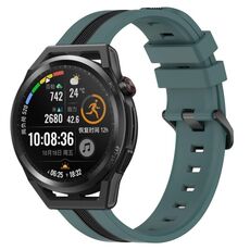 Per Huawei Watch GT Runner 22mm Cinturino in silicone bicolore verticale (verde + nero)