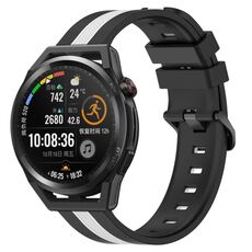 Per Huawei Watch GT Runner 22mm Cinturino in silicone bicolore verticale (nero + bianco)