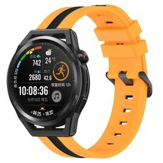 Per Huawei Watch GT Runner 22mm Cinturino in silicone bicolore verticale (giallo + nero)