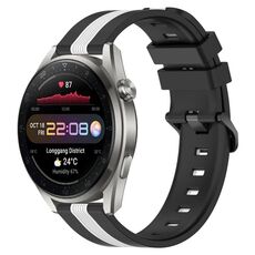 Per Huawei Watch 3 Pro Nuovo cinturino in silicone bicolore verticale da 22 mm (nero + bianco)