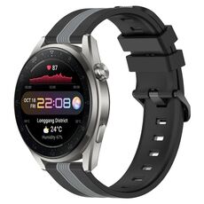 Per Huawei Watch 3 Pro Nuovo cinturino in silicone bicolore verticale da 22 mm (nero + grigio)