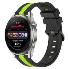 Per Huawei Watch 3 Pro Nuovo cinturino in silicone bicolore verticale da 22 mm (nero + verde lime)