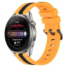 Per Huawei Watch 3 Pro Nuovo cinturino in silicone bicolore verticale da 22 mm (giallo + nero)