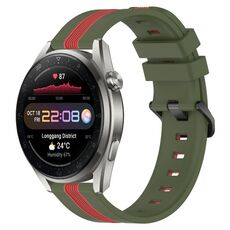 Per Huawei Watch 3 Pro Nuovo cinturino in silicone bicolore verticale da 22 mm (verde militare + rosso)