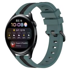 Per Huawei Watch 3 Cinturino in silicone bicolore verticale da 22 mm (verde + nero)