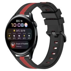 Per Huawei Watch 3 Cinturino in silicone bicolore verticale da 22 mm (nero + rosso)