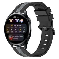 Per Huawei Watch 3 Cinturino in silicone bicolore verticale da 22 mm (nero + grigio)