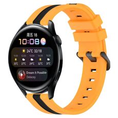 Per Huawei Watch 3 Cinturino in silicone bicolore verticale da 22 mm (giallo + nero)