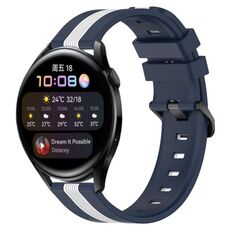 Per Huawei Watch 3 Cinturino in silicone bicolore verticale da 22 mm (blu + bianco)