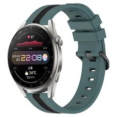 Per Huawei Watch 3 Pro Cinturino in silicone bicolore verticale da 22 mm (verde + nero)