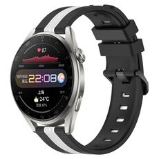Per Huawei Watch 3 Pro Cinturino in silicone bicolore verticale da 22 mm (nero + bianco)