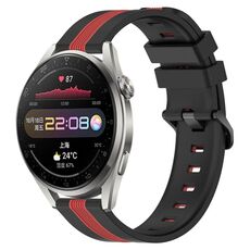 Per Huawei Watch 3 Pro Cinturino in silicone bicolore verticale da 22 mm (nero + rosso)
