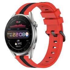 Per Huawei Watch 3 Pro Cinturino in silicone bicolore verticale da 22 mm (rosso + nero)