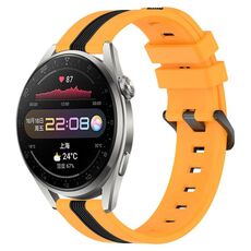 Per Huawei Watch 3 Pro Cinturino in silicone bicolore verticale da 22 mm (giallo + nero)