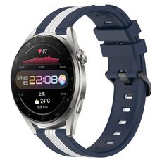 Per Huawei Watch 3 Pro Cinturino in silicone bicolore verticale da 22 mm (blu + bianco)