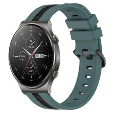 Per cinturino in silicone bicolore verticale da 22 mm Huawei GT2 Pro (verde + nero)