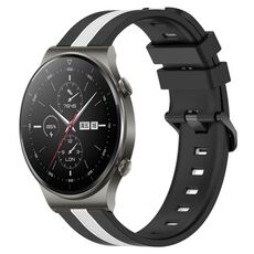Per cinturino in silicone bicolore verticale da 22 mm Huawei GT2 Pro (nero + bianco)