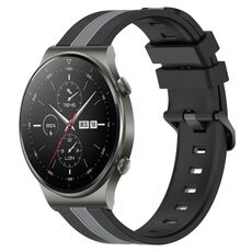 Per cinturino in silicone bicolore verticale da 22 mm Huawei GT2 Pro (nero + grigio)