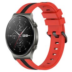 Per cinturino in silicone bicolore verticale da 22 mm Huawei GT2 Pro (rosso + nero)