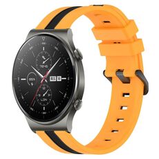 Per cinturino in silicone bicolore verticale da 22 mm Huawei GT2 Pro (giallo + nero)