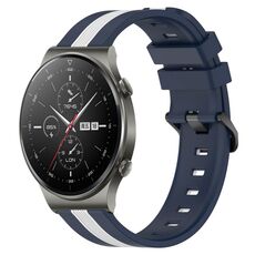 Per cinturino in silicone bicolore verticale da 22 mm Huawei GT2 Pro (blu + bianco)