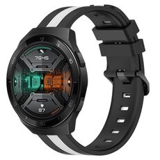 Per Huawei Watch GT 2E 22mm Cinturino in silicone bicolore verticale (nero + bianco)