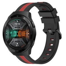 Per Huawei Watch GT 2E 22mm Cinturino in silicone bicolore verticale (nero + rosso)