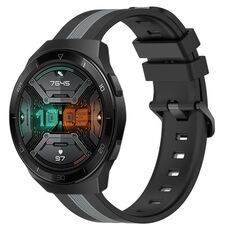 Per Huawei Watch GT 2E 22mm Cinturino in silicone bicolore verticale (nero + grigio)