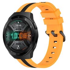 Per Huawei Watch GT 2E 22mm Cinturino in silicone bicolore verticale (giallo + nero)