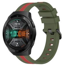 Per Huawei Watch GT 2E 22mm Cinturino in silicone bicolore verticale (verde militare + rosso)