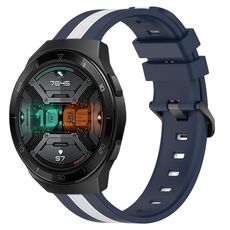 Per Huawei Watch GT 2E 22mm Cinturino in silicone bicolore verticale (blu + bianco)