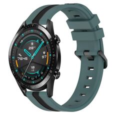 Per Huawei GT2 46mm 22mm Cinturino in silicone bicolore verticale (verde + nero)