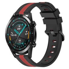 Per cinturino in silicone bicolore verticale Huawei GT2 46mm 22mm (nero + rosso)
